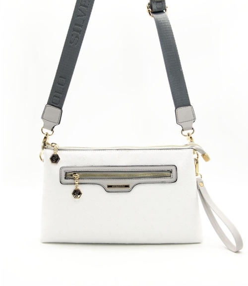 Дамска чанта през рамо в бяло 1129 M46 P.Baski Silver&Polo