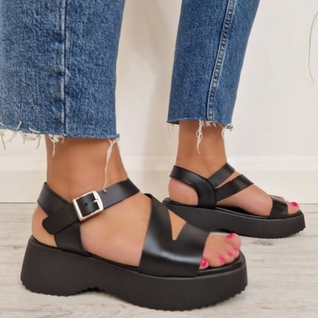 Дамски ежедневни сандали черни 5196