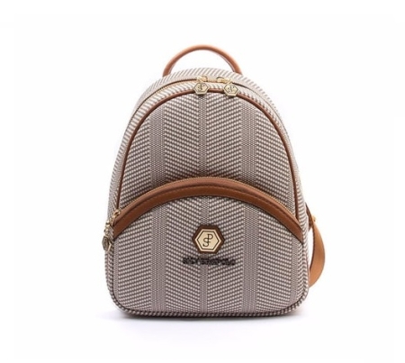 Дамска раница в бежово и кафяво 945 M132 Hasir Silver&Polo
