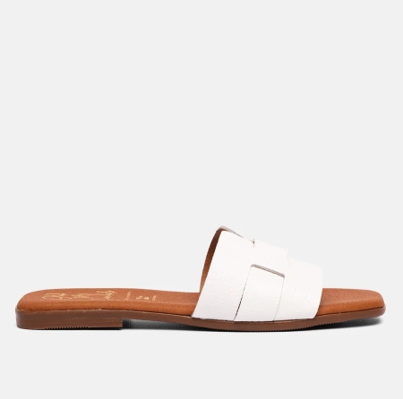 Дамски ежедневни чехли от естествена кожа в бяло 5550 Oh My Sandals