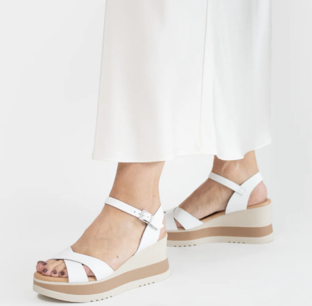 Дамски ежедневни сандали от естествена кожа в бяло 5761 Oh My Sandals