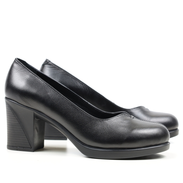 Дамски ежедневни обувки на ток черни 603-10-12