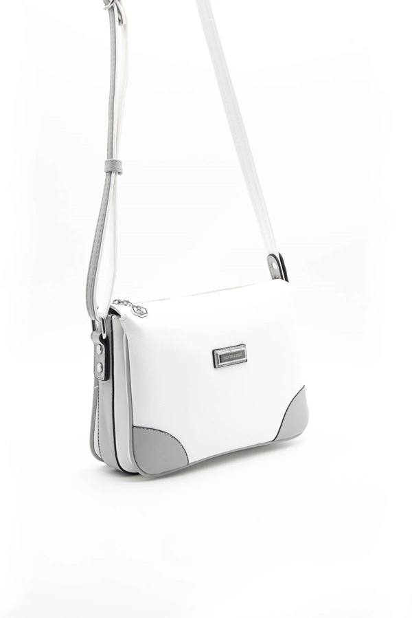 Дамска чанта през рамо в бяло и сиво 784 M105 Eyril Silver&Polo