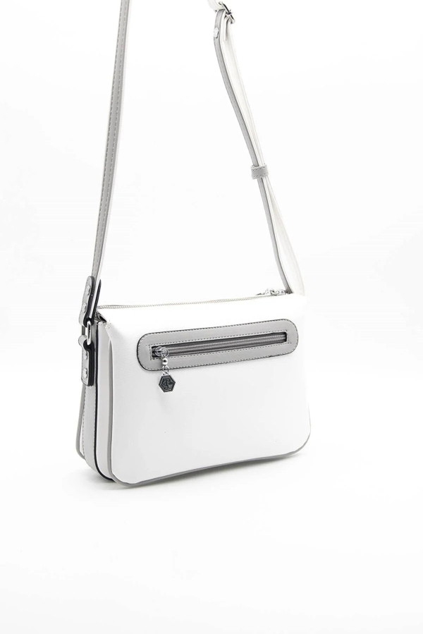 Дамска чанта през рамо в бяло и сиво 784 M105 Eyril Silver&Polo