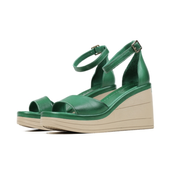 Дамски ежедневни сандали на платформа зелени 201-45-31-06