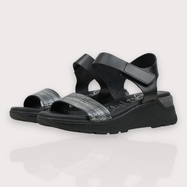Дамски ежедневни сандали в черно и сребро 5189 Oh my sandals