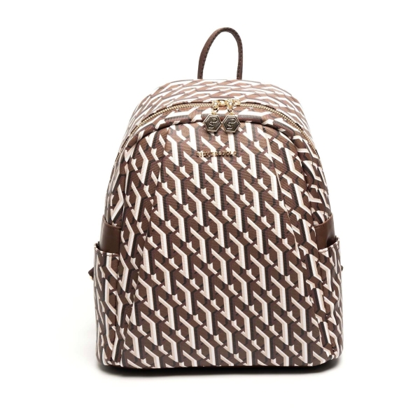 Дамска раница в кафяво и бежово 926 M193 Ekose 3D Silver&Polo
