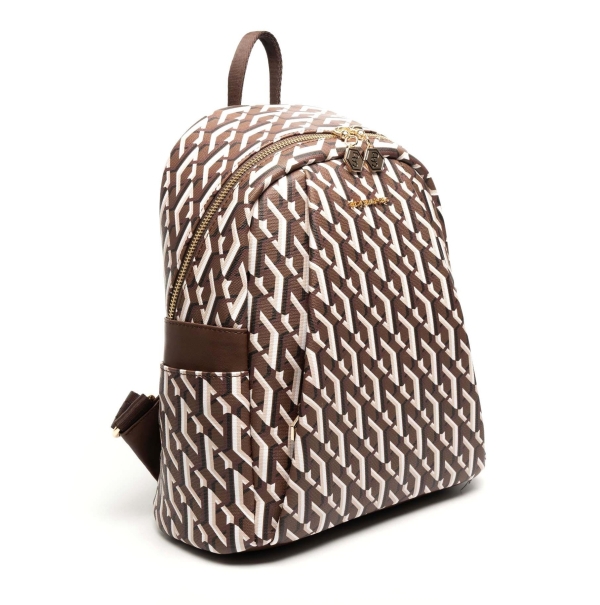 Дамска раница в кафяво и бежово 926 M193 Ekose 3D Silver&Polo