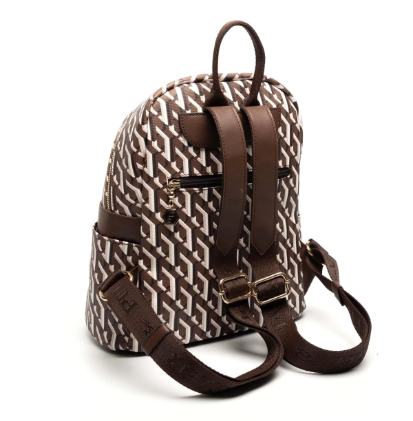 Дамска раница в кафяво и бежово 926 M193 Ekose 3D Silver&Polo