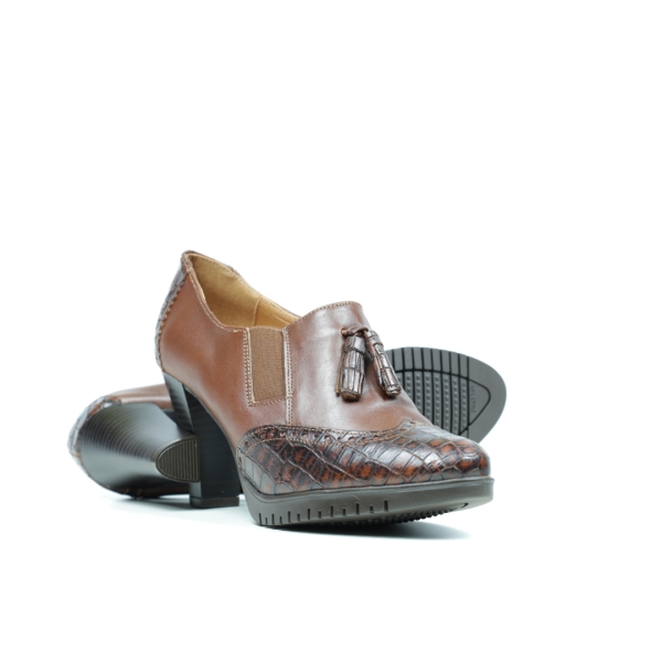Дамски елегантни обувки на ток кафяви 107/1180 GS