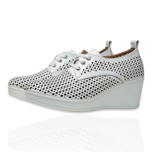 Дамски ежедневни обувки на платформа в бяло 420/07