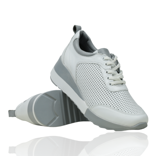 Дамски спортни обувки на платформа в бяло и сиво 122-954