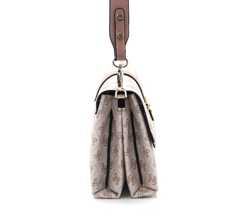 Дамска чанта през рамо в пудра и бежово 1009 M178 SP print Silver&Polo