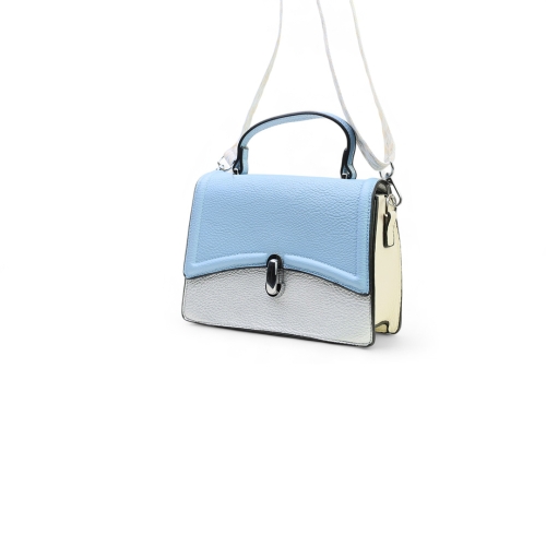 Дамска чанта през рамо в сребро и синьо 11053
