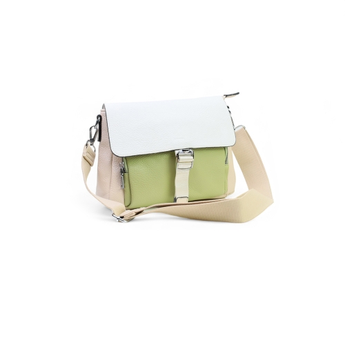 Дамска чанта през рамо в бежово и зелено 28580