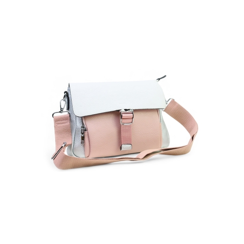 Дамска чанта през рамо в сребро и розово 28580