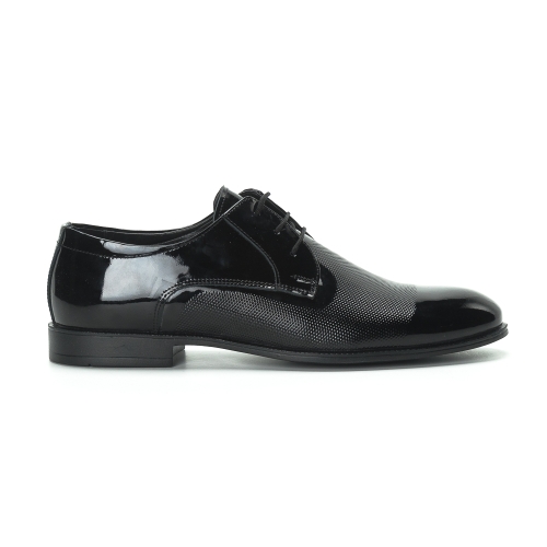 Мъжки елегантни обувки черни от естествен лак 1200-57-1