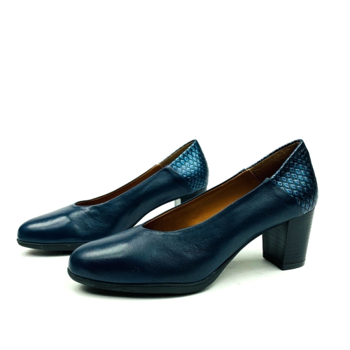 Дамски ежедневни обувки на ток тъмно сини 12/103GS
